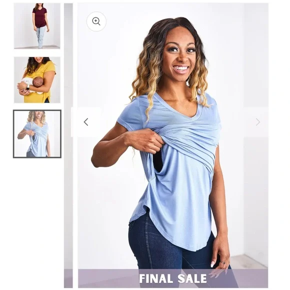 LATCHED MAMA dark gray 3/4 sleeve nursing/maternity top - Picture 5 of 6